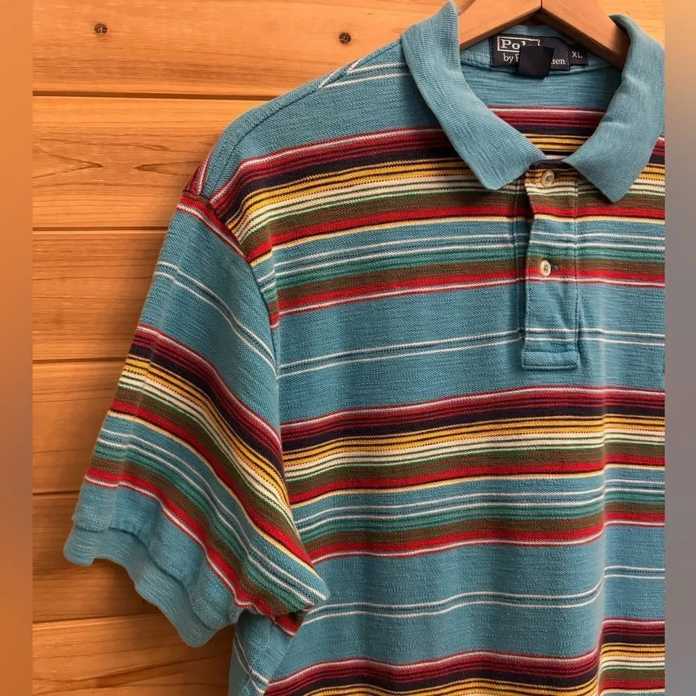 Vintage Y2K Polo Ralph Lauren Size XLarge Cotton Western Striped Collared Shirt